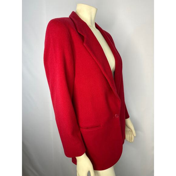 VTG L.L. Bean Blazer Red Wool/ cashmere USA Made One Button Boxy Academia size 6 - Picture 3 of 12